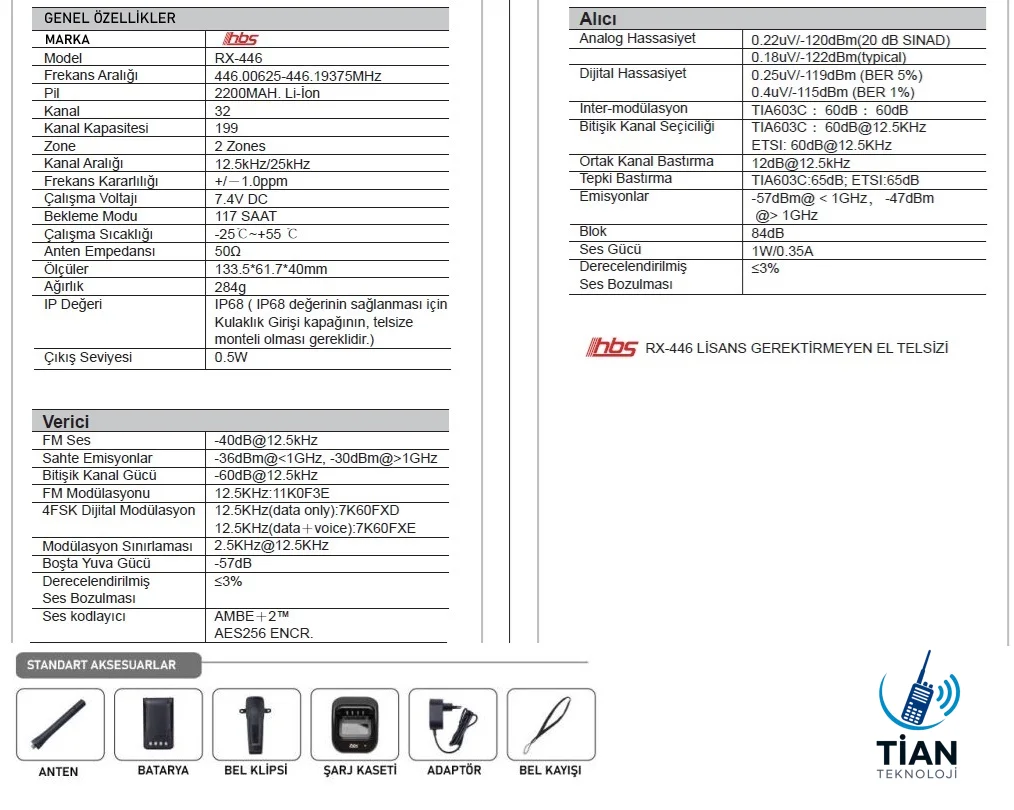 HBS RX-446 PMR El Telsizi