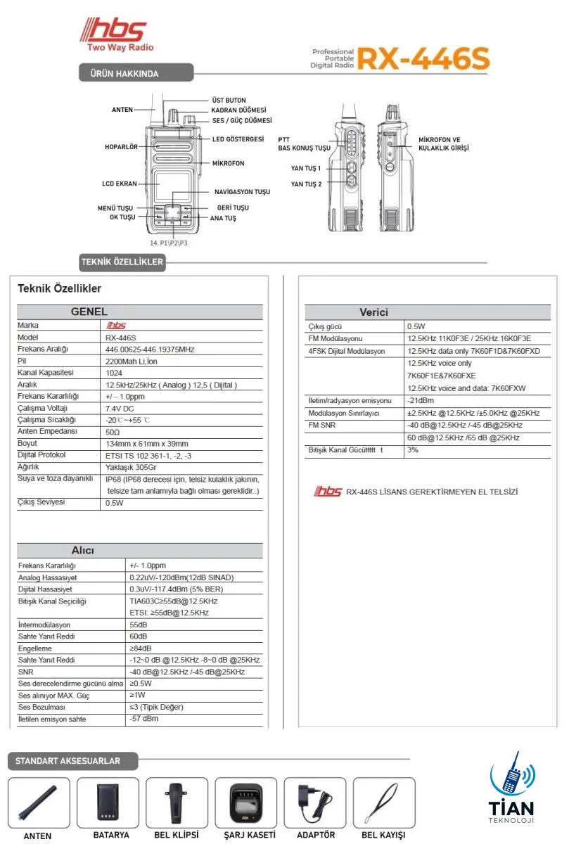 HBS RX-446S PMR El Telsizi